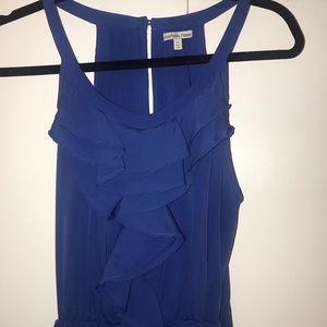 Blue ruffle front dress